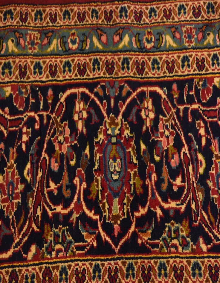 Detail image of  9' 9 x 13' 5  Hand Knotted Kashan Persian Wool Rug