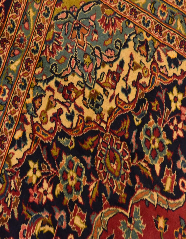Detail image of  9' 9 x 13' 5  Hand Knotted Kashan Persian Wool Rug
