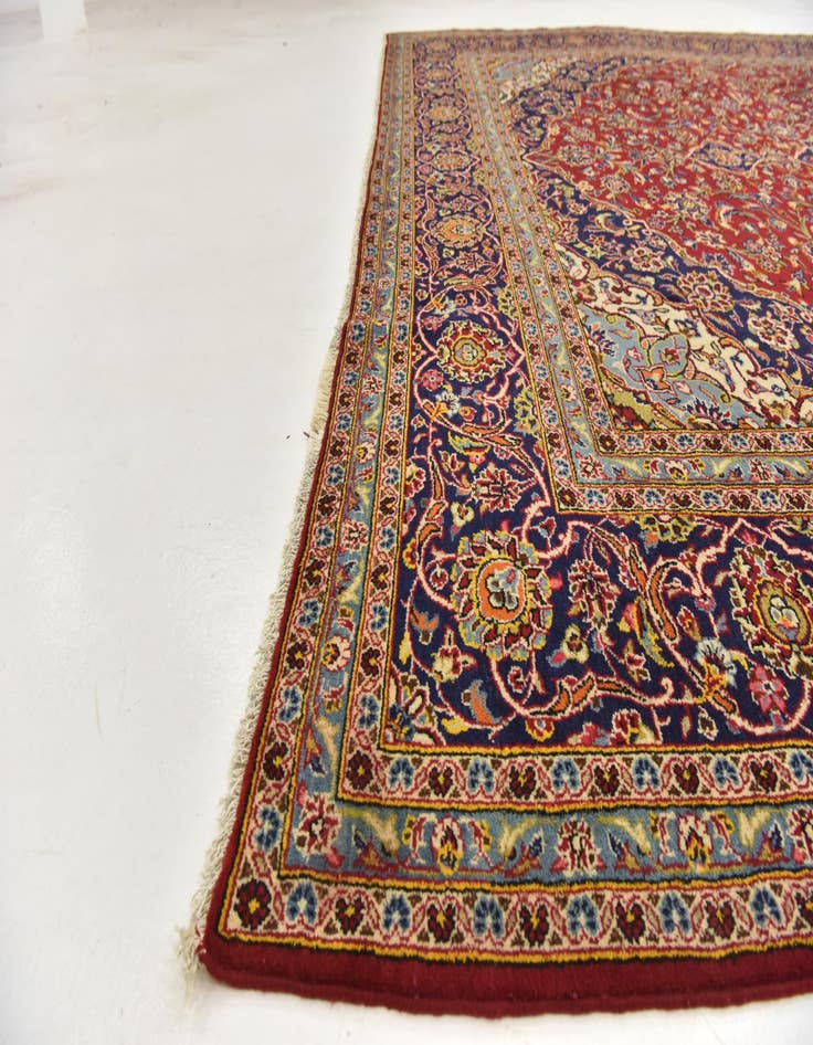 Detail image of  9' 8 x 13' 2  Hand Knotted Kashan Persian Wool Rug