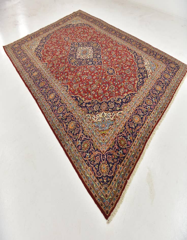 Detail image of  9' 8 x 13' 2  Hand Knotted Kashan Persian Wool Rug