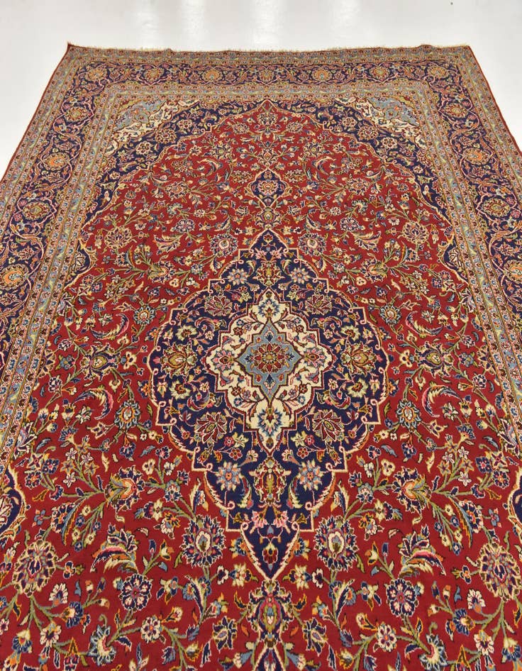 Detail image of  9' 8 x 13' 2  Hand Knotted Kashan Persian Wool Rug