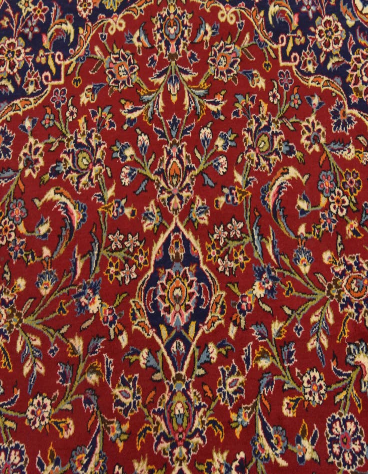 Detail image of  9' 8 x 13' 2  Hand Knotted Kashan Persian Wool Rug
