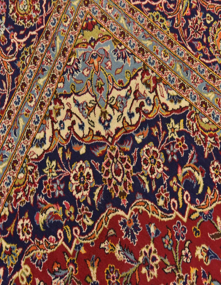 Detail image of  9' 8 x 13' 2  Hand Knotted Kashan Persian Wool Rug