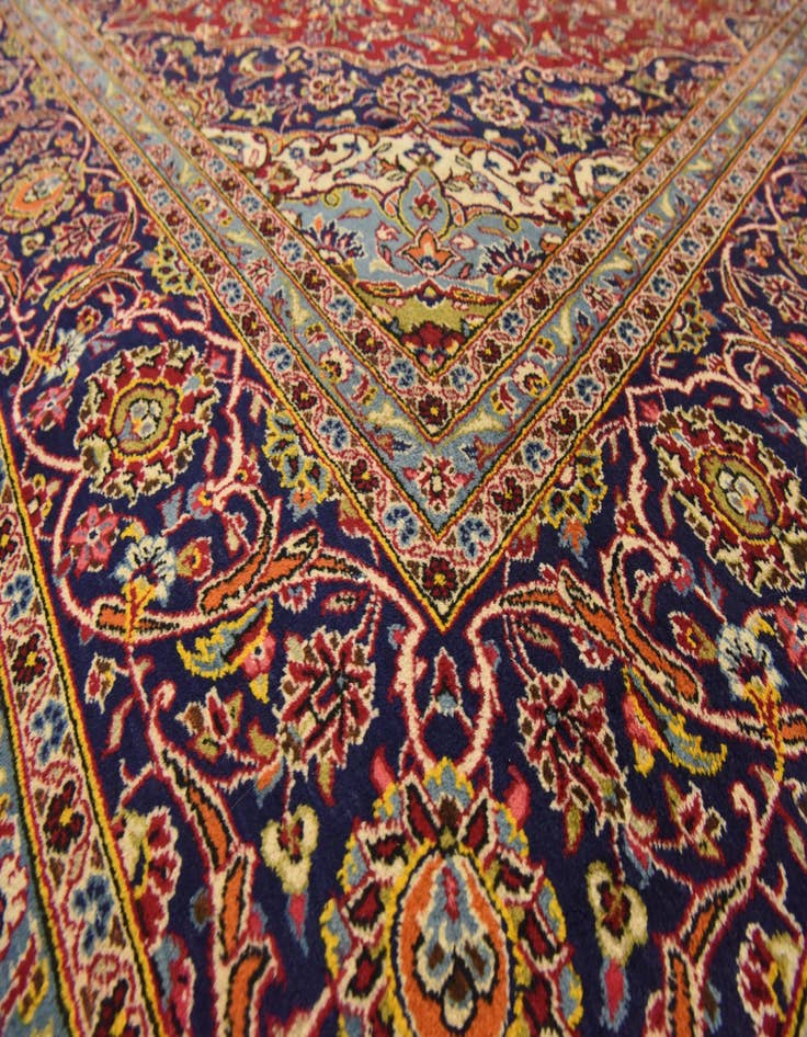 Detail image of  9' 8 x 13' 2  Hand Knotted Kashan Persian Wool Rug