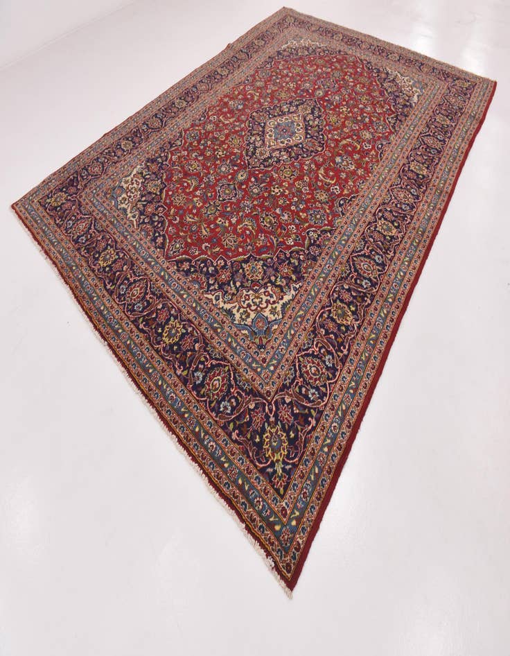 Detail image of  9' 8 x 13' 2  Hand Knotted Kashan Persian Wool Rug