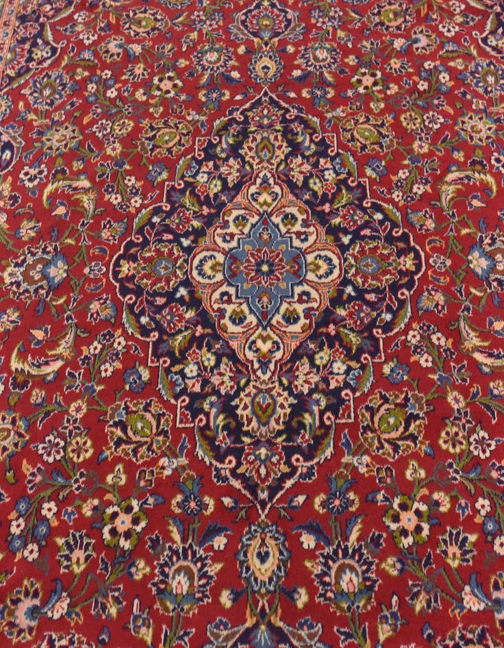 Detail image of  9' 8 x 13' 2  Hand Knotted Kashan Persian Wool Rug