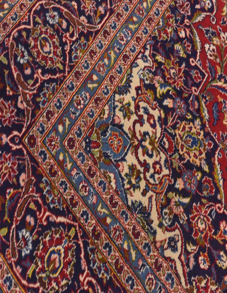 Detail image of  9' 8 x 13' 2  Hand Knotted Kashan Persian Wool Rug
