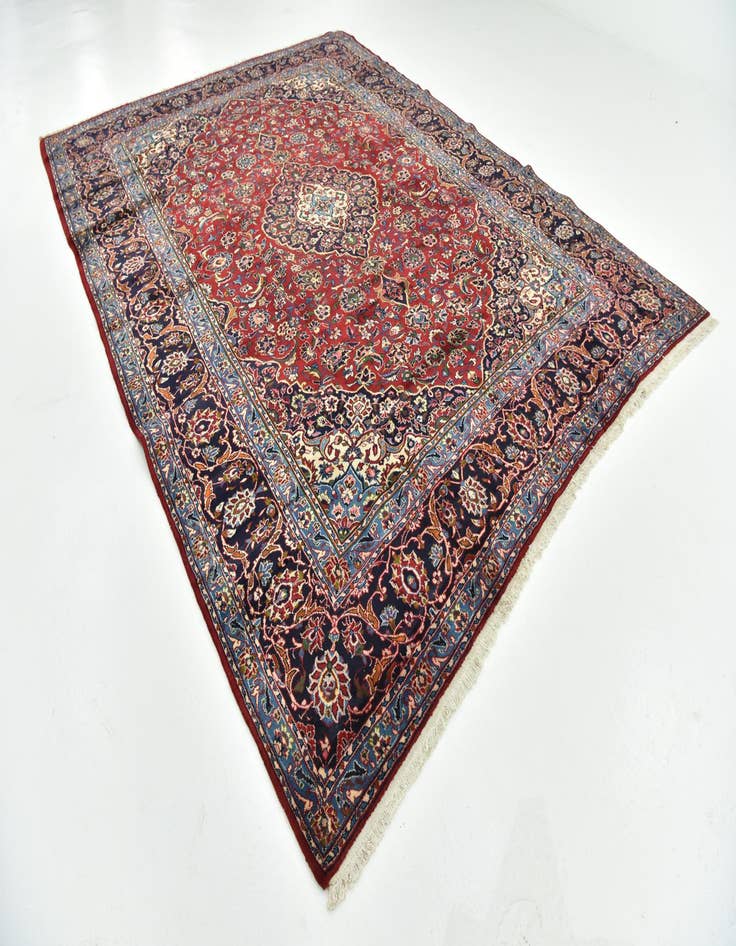 Detail image of  9' 6 x 12' 9  Hand Knotted Kashan Persian Wool Rug