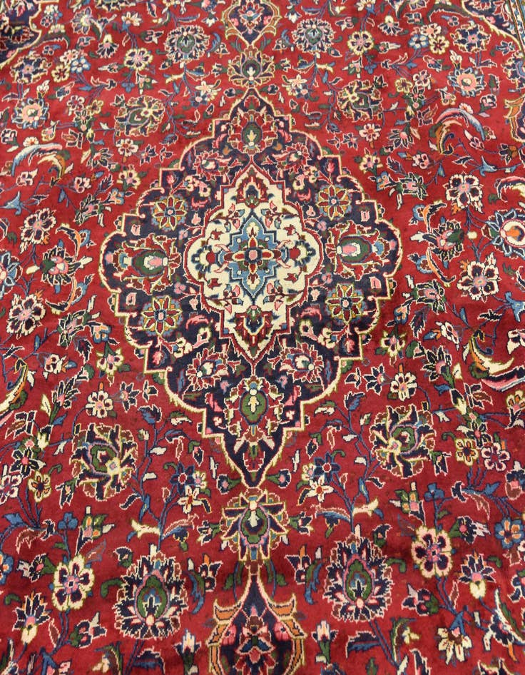 Detail image of  9' 6 x 12' 9  Hand Knotted Kashan Persian Wool Rug