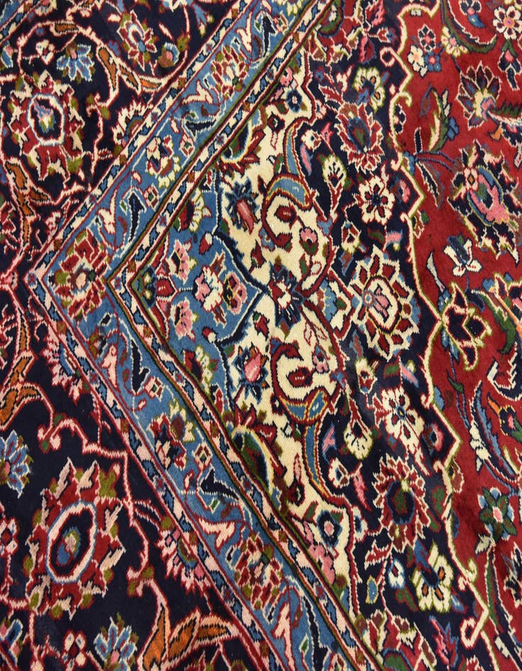 Detail image of  9' 6 x 12' 9  Hand Knotted Kashan Persian Wool Rug