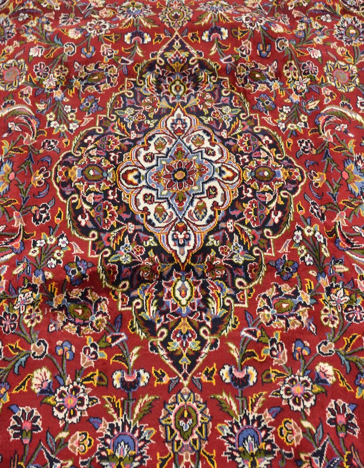 Detail image of  9' 7 x 12' 9  Hand Knotted Kashan Persian Wool Rug