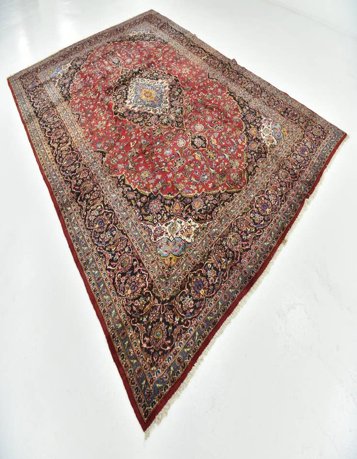 Detail image of  9' 8 x 13' 6  Hand Knotted Kashan Persian Wool Rug