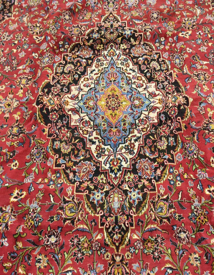 Detail image of  9' 8 x 13' 6  Hand Knotted Kashan Persian Wool Rug