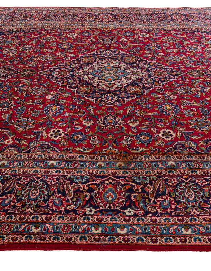 Detail image of 9' 9 x 12' 10 Hand Knotted Kashan Persian Wool Rug