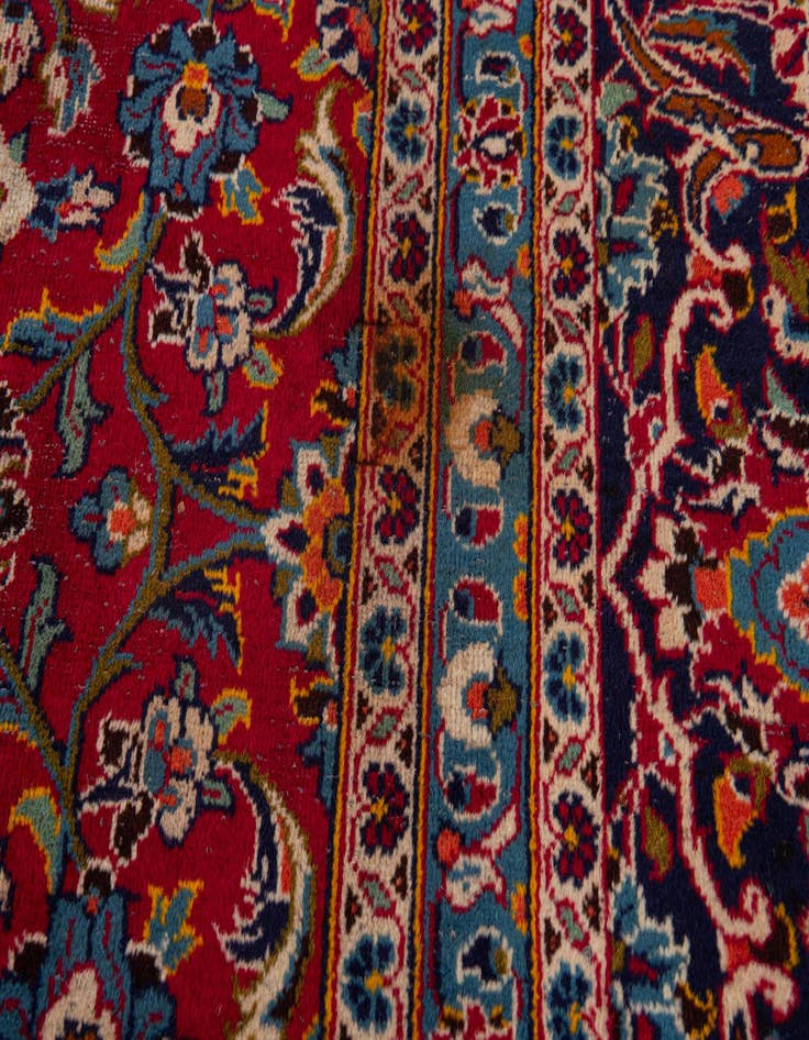 Detail image of 9' 9 x 12' 10 Hand Knotted Kashan Persian Wool Rug