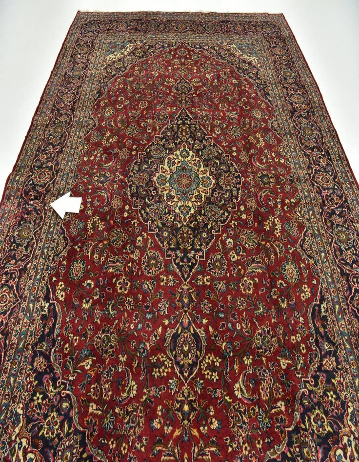 Detail image of  9' 8 x 12' 10  Hand Knotted Kashan Persian Wool Rug