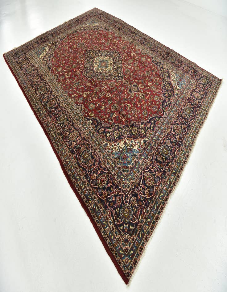 Detail image of  9' 8 x 12' 10  Hand Knotted Kashan Persian Wool Rug