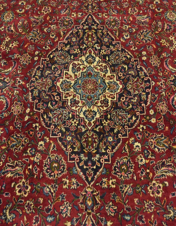 Detail image of  9' 8 x 12' 10  Hand Knotted Kashan Persian Wool Rug