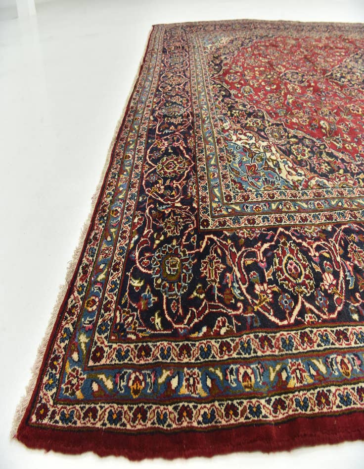 Detail image of  9' 8 x 12' 10  Hand Knotted Kashan Persian Wool Rug