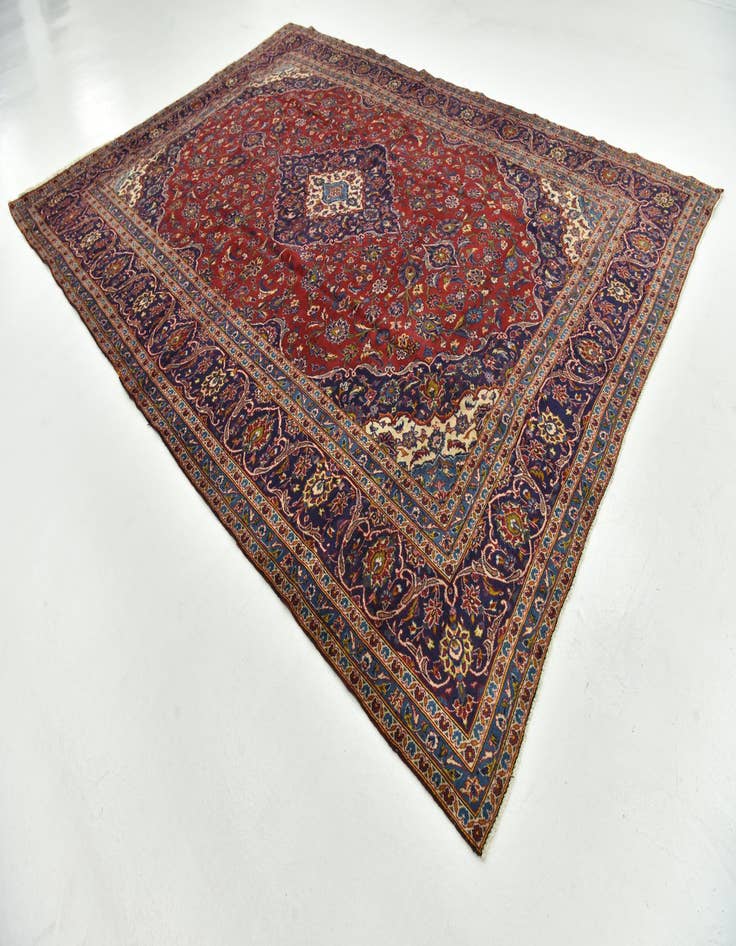 Detail image of  9' 8 x 13' 2  Hand Knotted Kashan Persian Wool Rug