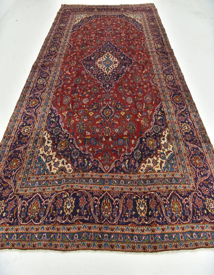 Detail image of  9' 8 x 13' 2  Hand Knotted Kashan Persian Wool Rug