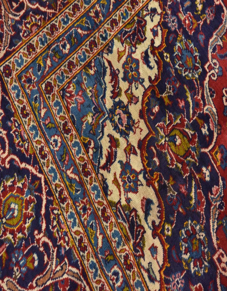 Detail image of  9' 8 x 13' 2  Hand Knotted Kashan Persian Wool Rug