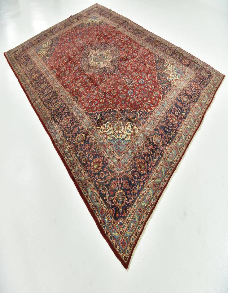 Detail image of  9' 10 x 13' 1  Hand Knotted Kashan Persian Wool Rug