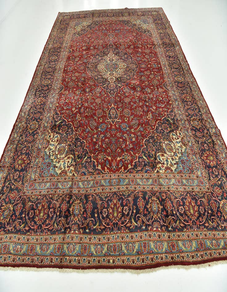 Detail image of  9' 10 x 13' 1  Hand Knotted Kashan Persian Wool Rug