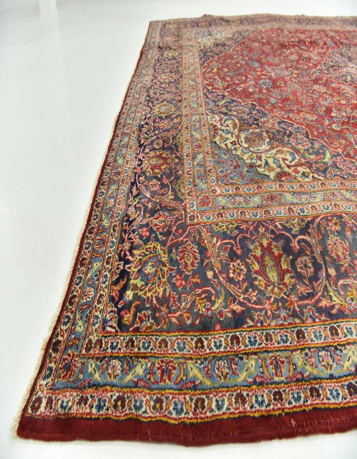 Detail image of  9' 10 x 13' 1  Hand Knotted Kashan Persian Wool Rug