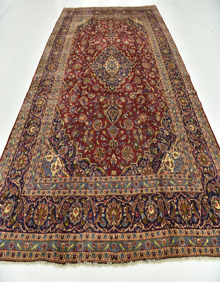 Detail image of  9' 7 x 13' 4  Hand Knotted Kashan Persian Wool Rug