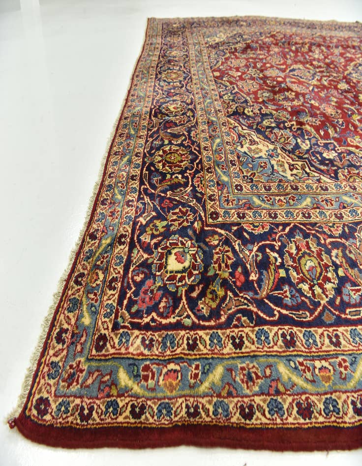Detail image of  9' 7 x 13' 4  Hand Knotted Kashan Persian Wool Rug