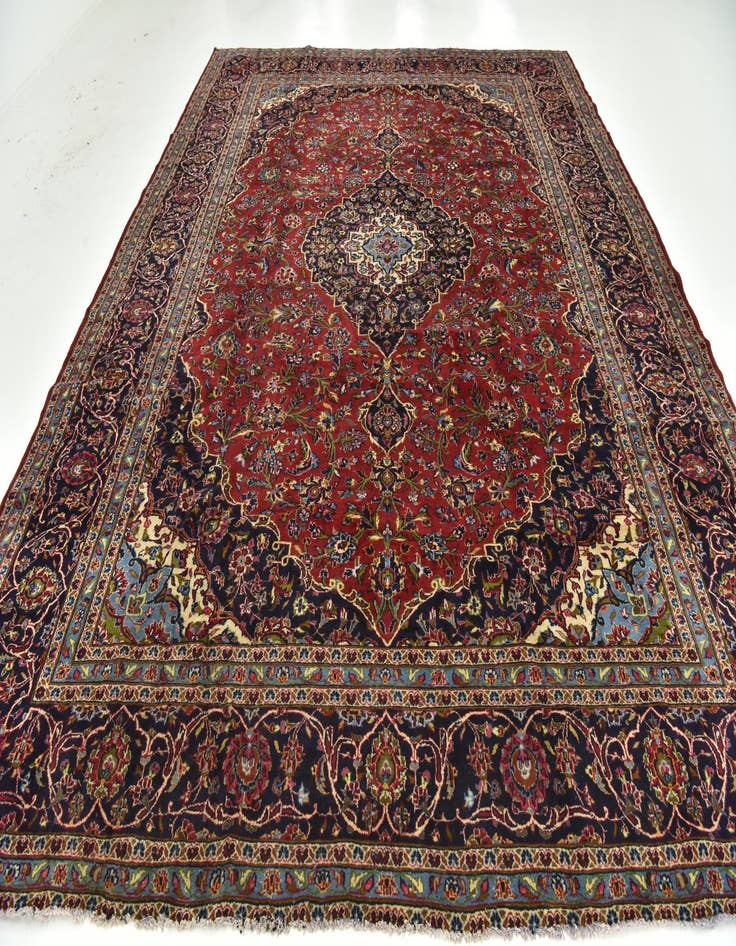 Detail image of  10' x 12' 7  Hand Knotted Kashan Persian Wool Rug