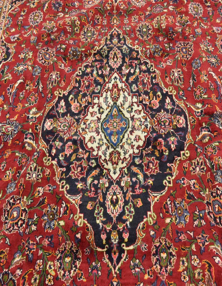 Detail image of  9' 8 x 13'  Hand Knotted Kashan Persian Wool Rug
