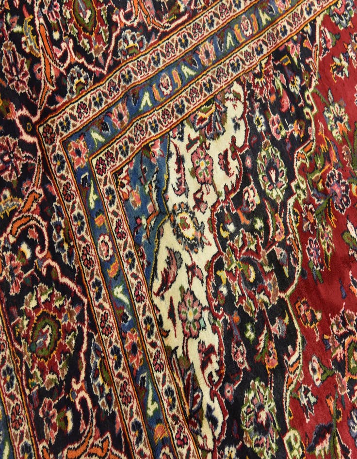 Detail image of  9' 8 x 13'  Hand Knotted Kashan Persian Wool Rug