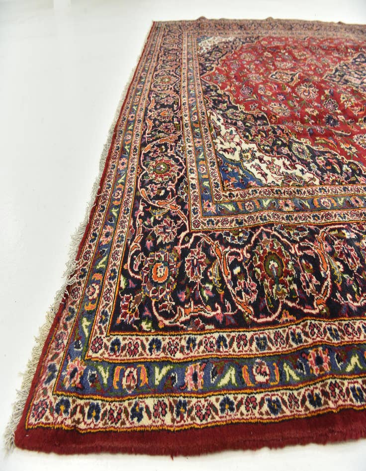 Detail image of  9' 8 x 13'  Hand Knotted Kashan Persian Wool Rug
