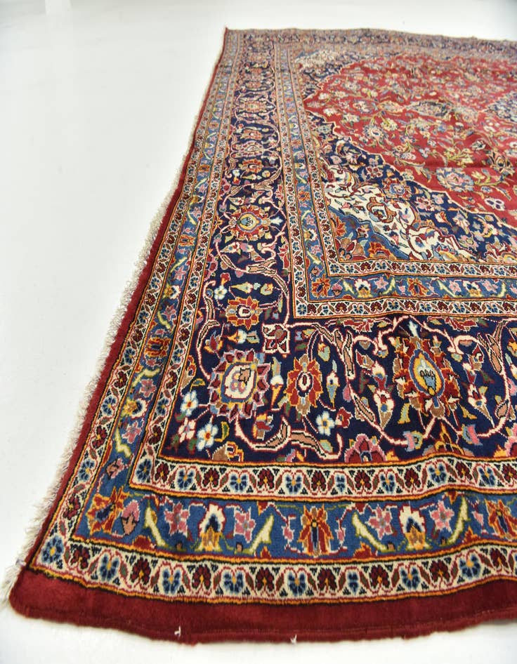 Detail image of  9' 8 x 13' 3  Hand Knotted Kashan Persian Wool Rug