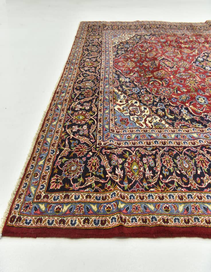 Detail image of  9' 10 x 12' 10  Hand Knotted Kashan Persian Wool Rug