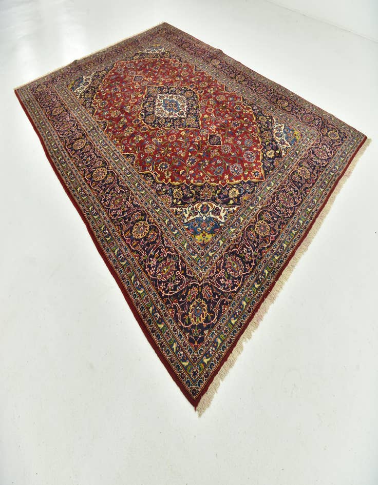 Detail image of  9' 7 x 12' 9  Hand Knotted Kashan Persian Wool Rug