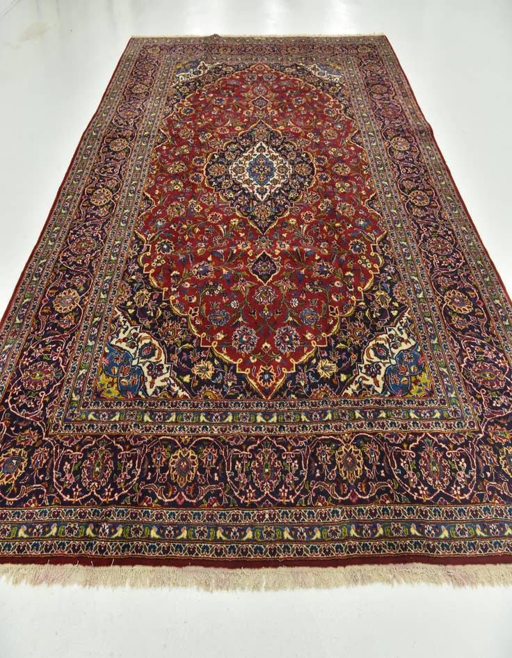 Detail image of  9' 7 x 12' 9  Hand Knotted Kashan Persian Wool Rug