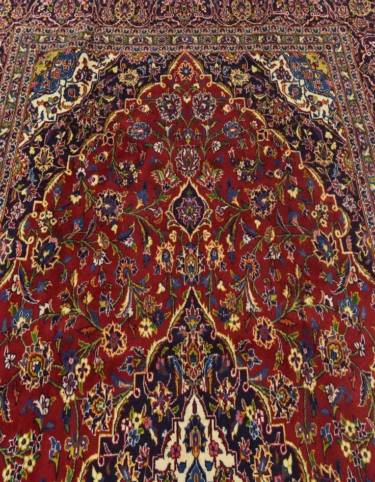 Detail image of  9' 7 x 12' 9  Hand Knotted Kashan Persian Wool Rug
