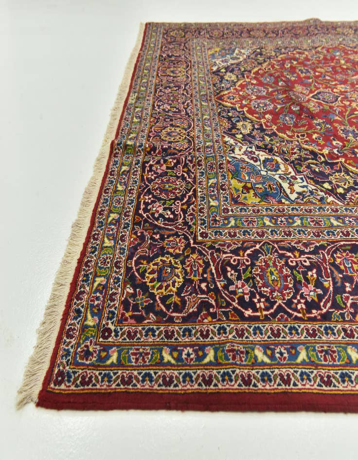 Detail image of  9' 7 x 12' 9  Hand Knotted Kashan Persian Wool Rug