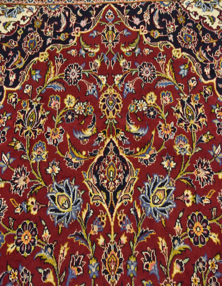 Detail image of  9' 4 x 13' 10  Hand Knotted Kashan Persian Wool Rug