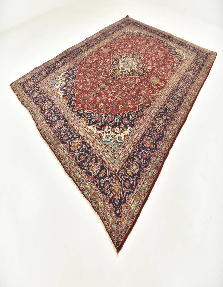 Detail image of  9' 10 x 12' 10  Hand Knotted Kashan Persian Wool Rug