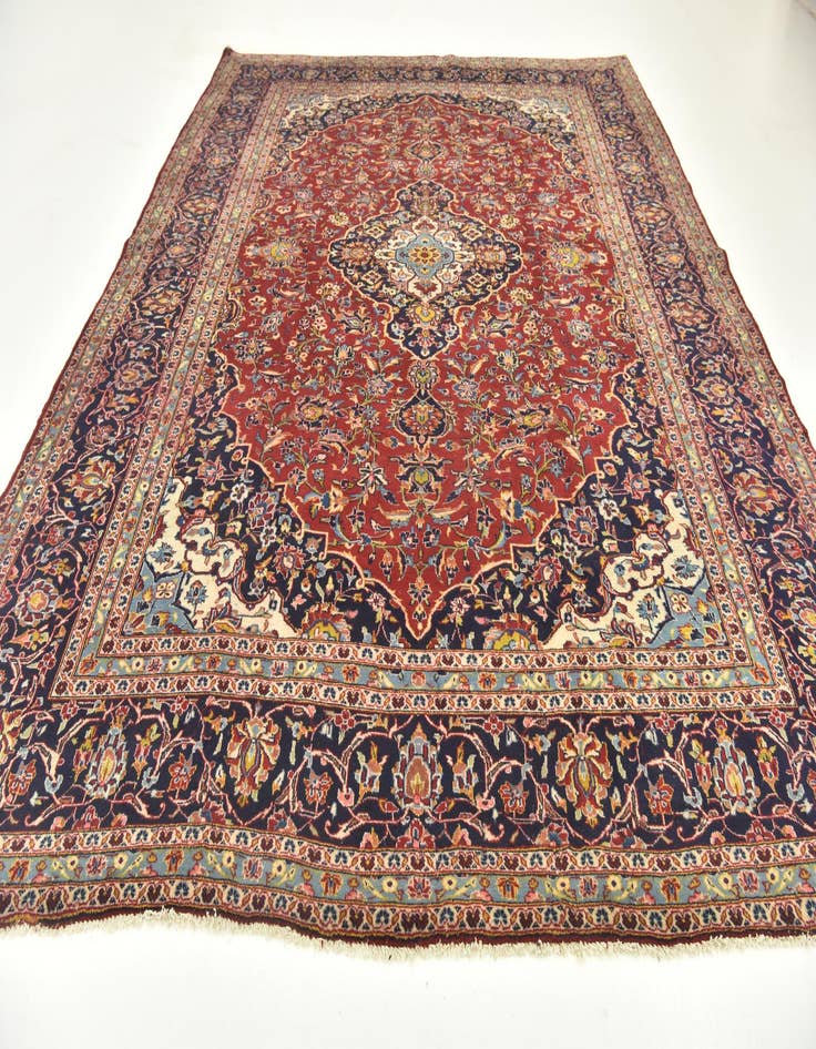 Detail image of  9' 10 x 12' 10  Hand Knotted Kashan Persian Wool Rug