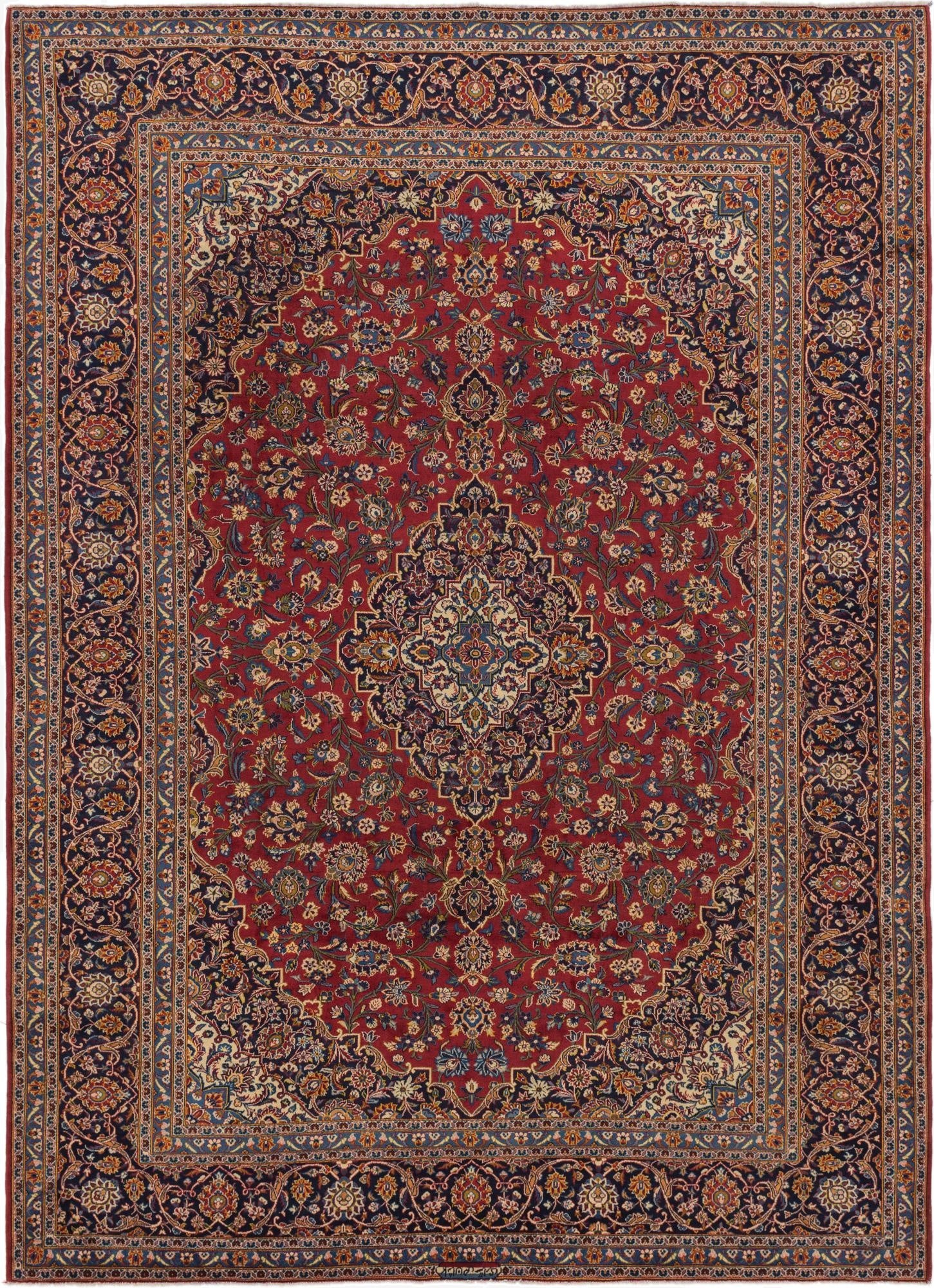  9' 10 x 13' 3  Hand Knotted Kashan Persian Wool Rug