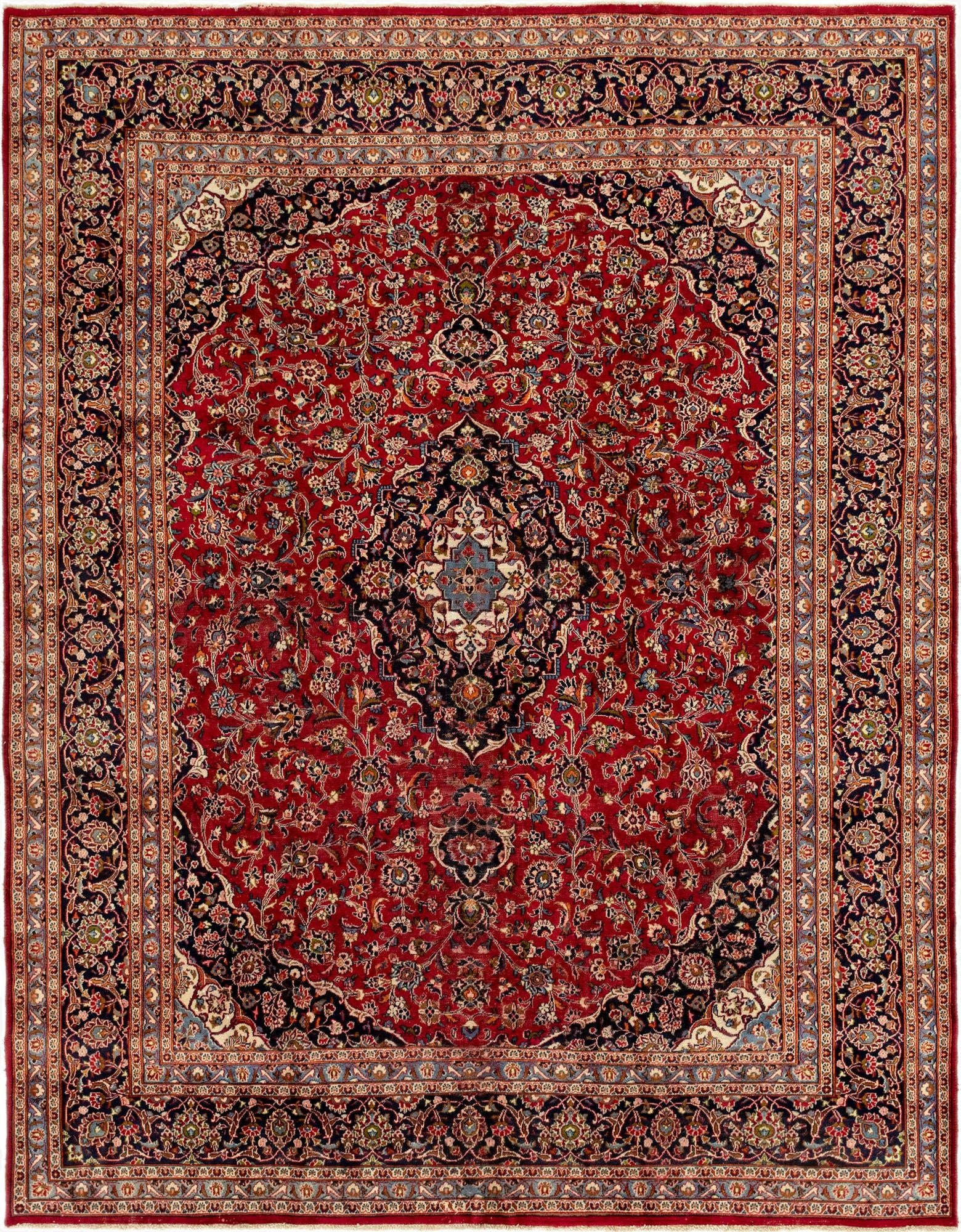  10' x 12' 7  Hand Knotted Kashan Persian Wool Rug