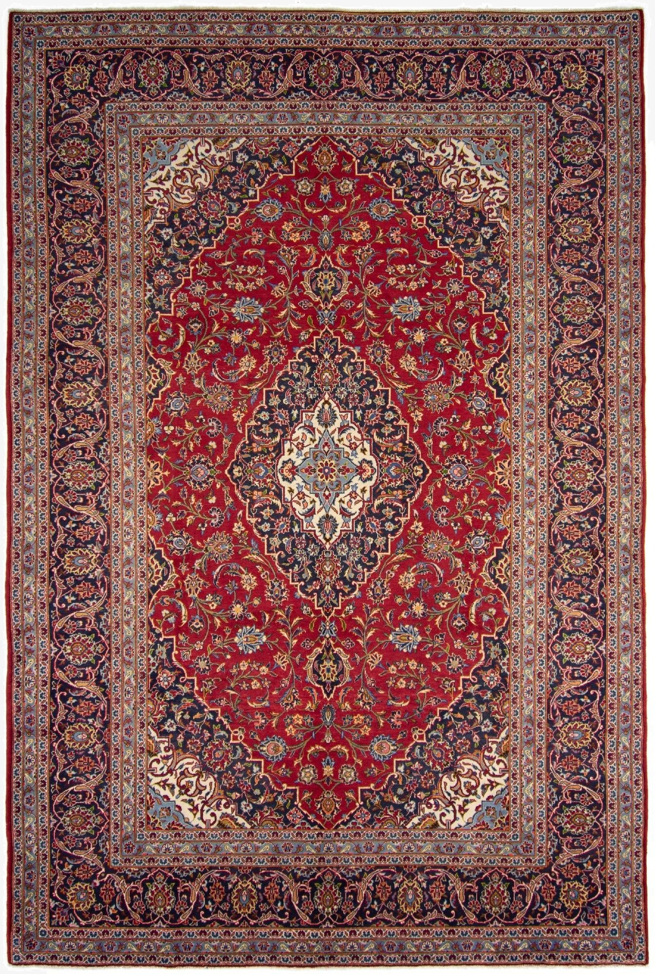  8' x 11' 7  Hand Knotted Kashan Persian Wool Rug