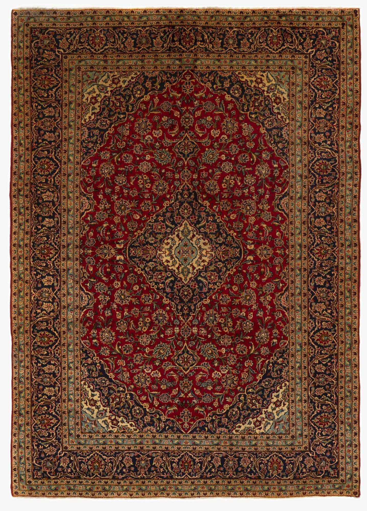  9' 4 x 12' 11  Hand Knotted Kashan Persian Wool Rug