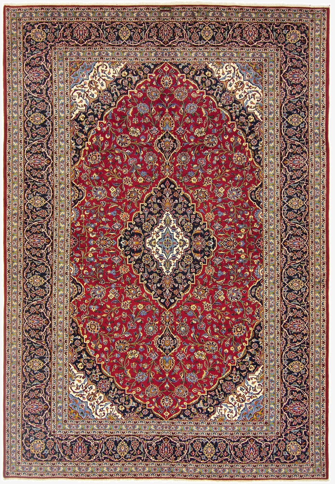  8' 1 x 11' 10  Hand Knotted Kashan Persian Wool Rug