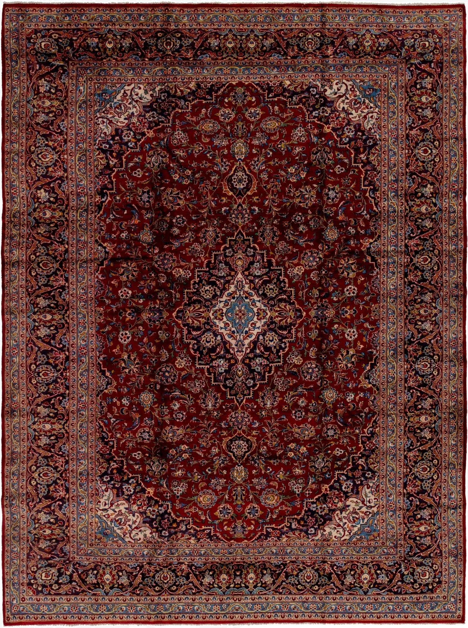  10' x 13'  Hand Knotted Kashan Persian Wool Rug